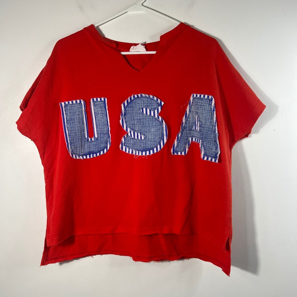 Womens Anniewear USA Sleeveless Sweatshirt Red Blue NWT S‎ Cotton